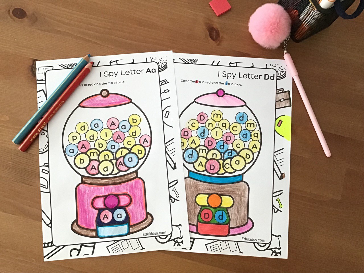 I Spy Gumball Letters – FREE Printable Alphabet Worksheets pdf - Edukidss