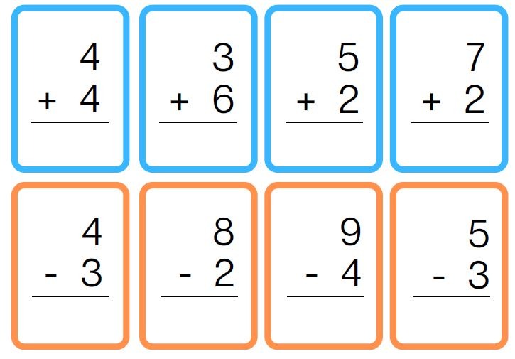 addition and subtraction cards