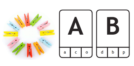 capital letter matching peg/clip activity 