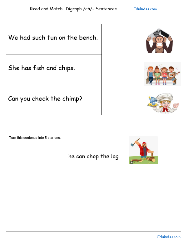 match digraphs ch sentence challenge