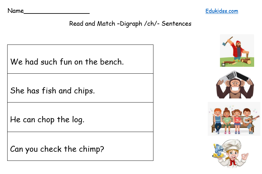 match digraphs sentences ch