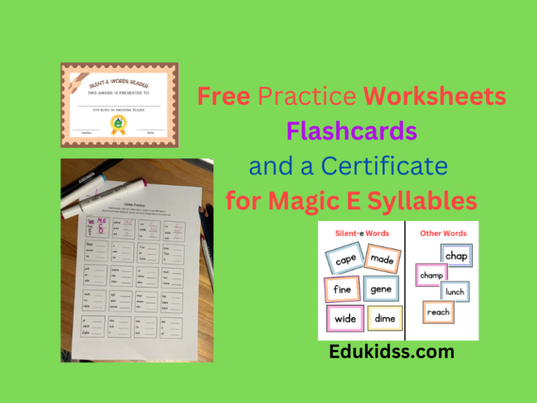 Free Practice Worksheets for Magic E Syllables