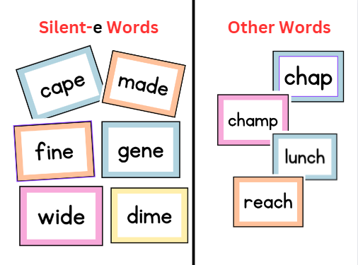 silent e sorting cards